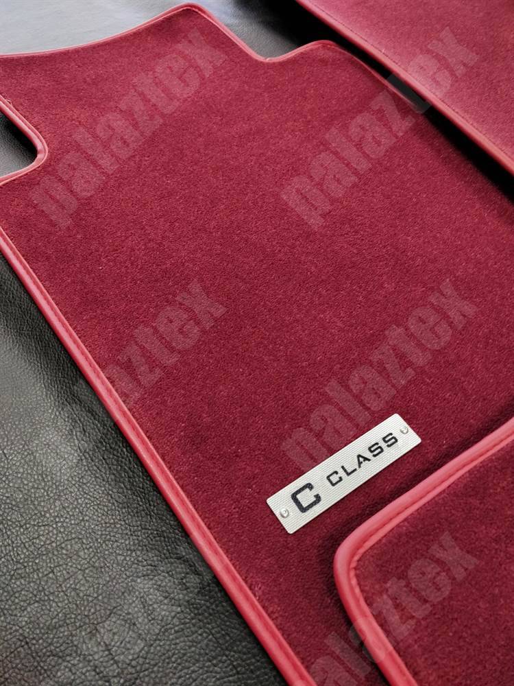 mercedes w201 kırmızı velur halı paspas seti logolu