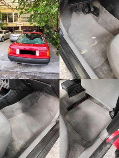 audi 80 için velur halı paspas uygulaması