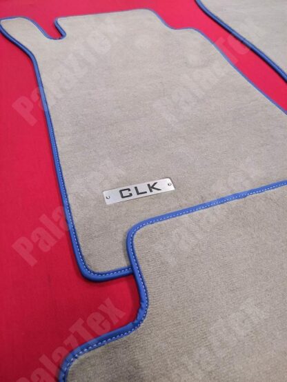 özel dikim mercedes clk w208 mavi kenarlı halı paspas