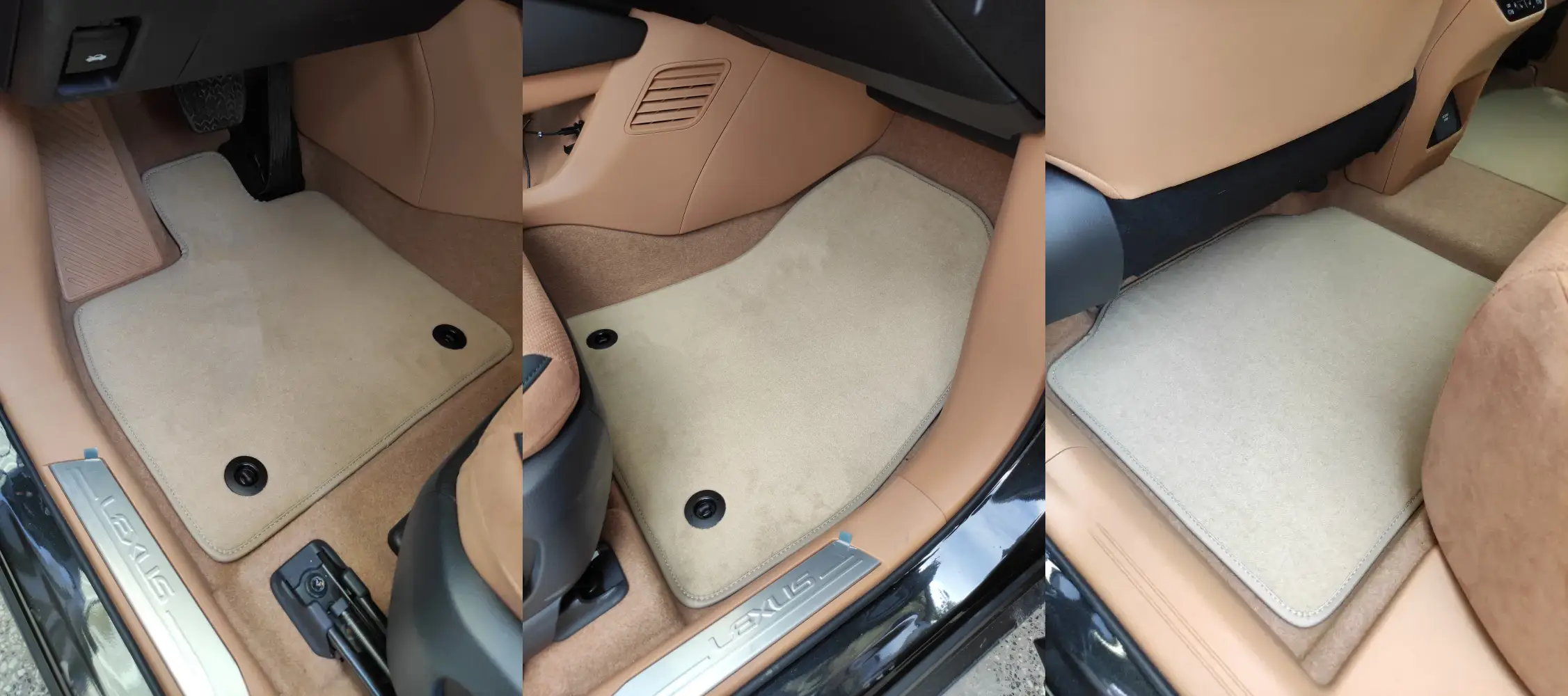 lexus rz araç içine yerleştirilmiş bej velur paspas uygulama görseli