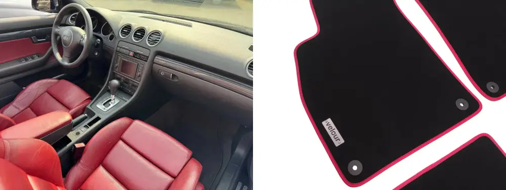 audi a4 kırmızı koltuklu araç için özel paspas fikri