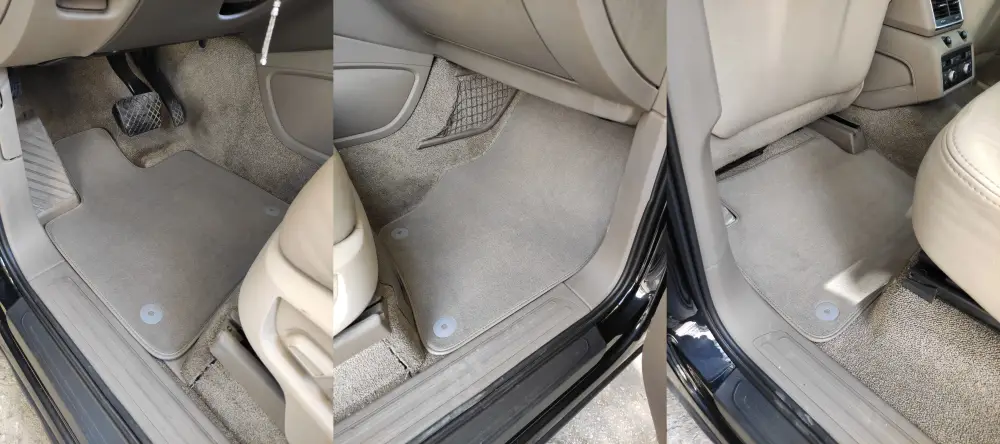 audi q7 için velur paspas uygulaması