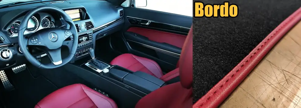 mercedes e coupe cabrio için bordo kenarlı paspas fikri