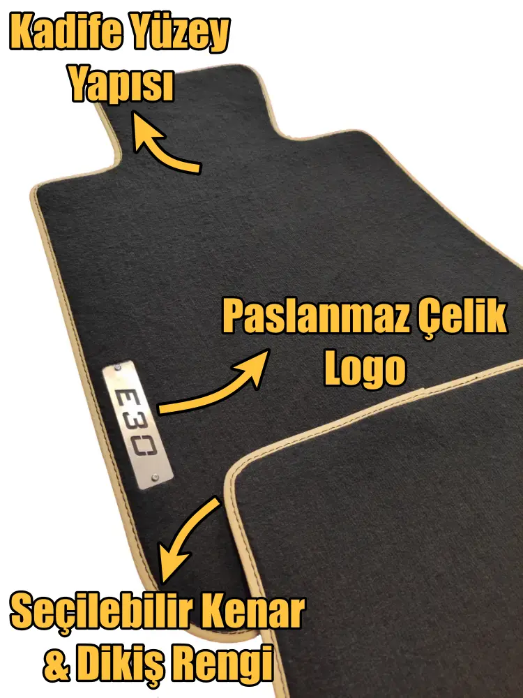 bmw e30 cabrio velur paspas özellikleri