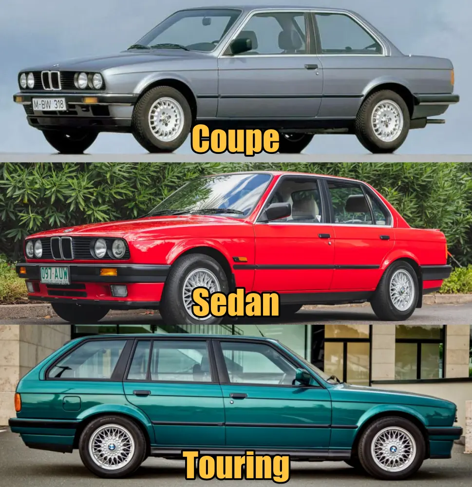 bmw e30 sedan coupe touring modelleri