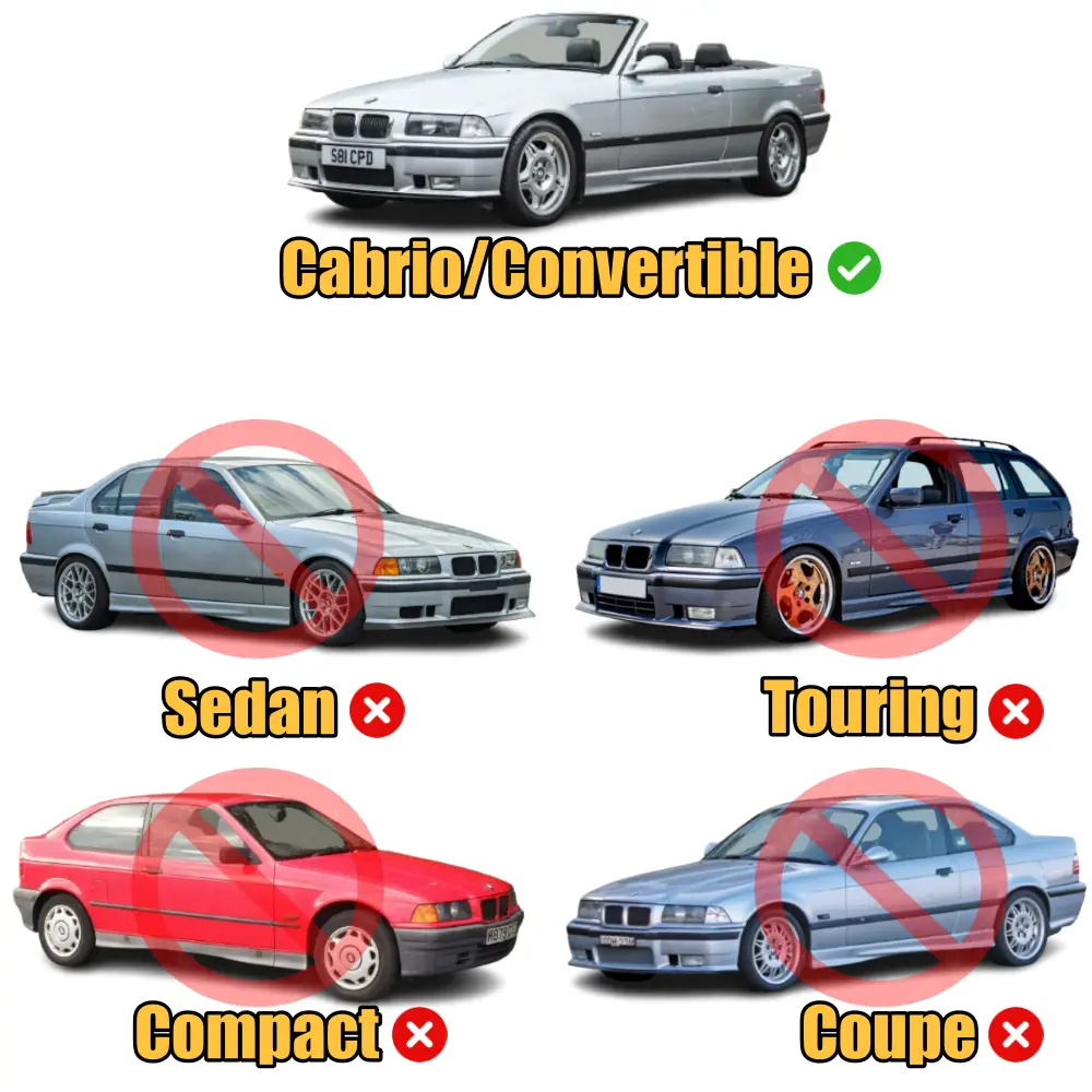 bmw e36 cabrio velur paspas takımının uyumlu olduğu modeller