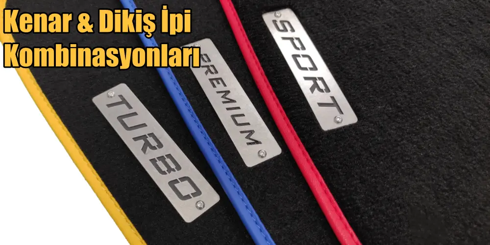 velur paspas için kenar ve dikiş ipi rengi kombinasyonları