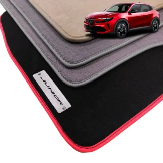 alfa romeo junior velur halı paspas, metal logolu & bej siyah gri renk seçenekleri